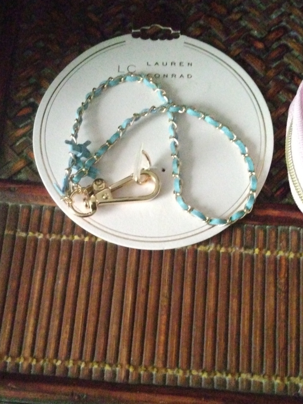 LC Lauren Conrad Gold-Tone Clasp with Turquoise Braided Strap